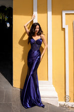 N E1292 - Fit & Flare Hot Bead Embellished Prom Gown With Sheer Boned Bodice & Ruched Lace Up Corset Back PROM GOWN Nox   