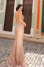 N F1470 - Strapless Fit & Flare Sequin Prom Gown Featuring Sheer Sides With Boned Bodice & Leg Slit PROM GOWN Nox   