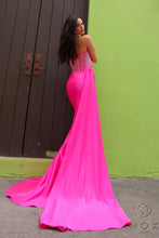 N G1367 - Strapless With Boned Hot Stoned Embellished Bodice & Side Sash PROM GOWN Nox   