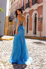 N P1401 - Iridescent Sequin Print Fit & Flare Prom Gown With Lace Up Corset Back & Leg Slit PROM GOWN Nox   