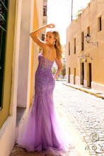 N Q1358 - Sequin Patterned Fit & Flare Prom Gown with Sheer Boned Bodice & Layered Tulle Skirt PROM GOWN Nox   