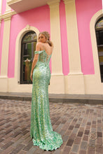 N Q1389 - Full Sequin Fit & Flare Prom Gown With Sheer Boned Bodice Lace Up Corset Back & Leg Slit PROM GOWN Nox   