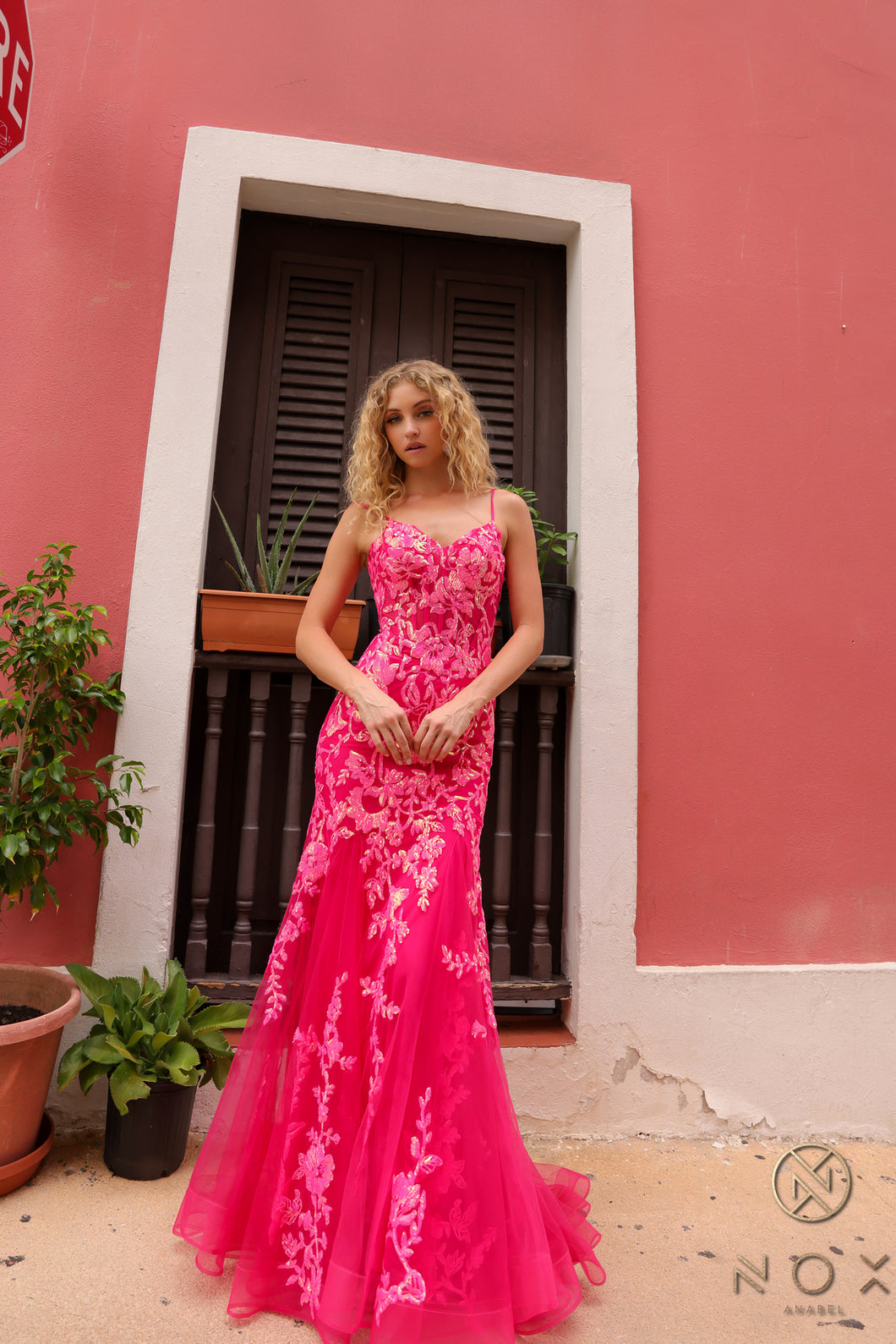 N Q1390 - Iridescent Sequin Printed Fit & Flare Prom Gown with Sheer B Diggz Formals N Q1390 - Iridescent Sequin Printed Fit & Flare Prom Gown with Sheer B Diggz Formals