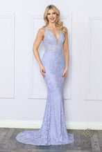 N G1353 -  Hot Stoned Lace Embellished Over Sheer Bodice Prom Gown With V-Neckline & Lace Up Corset Back PROM GOWN Nox 0 PERIWINKLE 