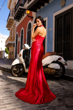 N R1323 - Fit & Flare Sheer Boned Bodice Satin Prom Gown With Halter Neck & Ruched Waist PROM GOWN Nox
