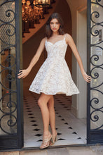 N E917W - Short White All Lace A-Line Homecoming Dress with Sweetheart Neck Homecoming Nox   