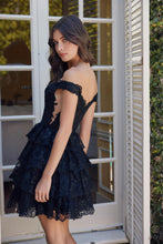 N R877 - Short Off the Shoulder Sequin Lace Embellished A-Line Homecoming Dress with Sheer Sides & Boned Bodice HOMECOMING Nox   