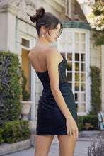 N R922 - Short Strapless Stretch Satin Homecoming Dress with Sheer Beaded Lace Embellished Bodice HOMECOMING Nox   