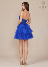 N A824 - Short Strapless A-Line Homecoming Dress with Sheer Lace Embellished V-Neck Bodice & Layered Ruffle Glitter Tulle Skirt HOMECOMING Nox   