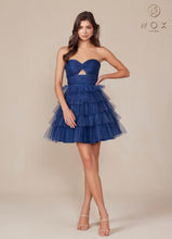 N A827 - Short Strapless A-Line Homecoming Dress with Layered Shimmering Tulle Skirt HOMECOMING Nox   