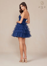 N A827 - Short Strapless A-Line Homecoming Dress with Layered Shimmering Tulle Skirt HOMECOMING Nox   