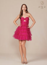 N A827 - Short Strapless A-Line Homecoming Dress with Layered Shimmering Tulle Skirt HOMECOMING Nox Roseberry 0 