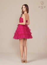 N A827 - Short Strapless A-Line Homecoming Dress with Layered Shimmering Tulle Skirt HOMECOMING Nox   