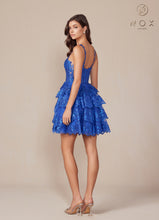 N E914 - A-Line Homecoming Dress with Sheer Sequin Embellished V-Neck Bodice & Layered Ruffle Tulle Skirt HOMECOMING Nox   