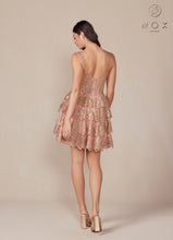 N E914 - A-Line Homecoming Dress with Sheer Sequin Embellished V-Neck Bodice & Layered Ruffle Tulle Skirt HOMECOMING Nox   