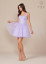 N H846 - Sequin Lace Embellished A-Line Homecoming Dress with Sheer Bodice & Layered Glittery Tulle Skirt Homecoming Nox Lilac 0 