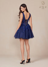 N H846 - Sequin Lace Embellished A-Line Homecoming Dress with Sheer Bodice & Layered Glittery Tulle Skirt Homecoming Nox   