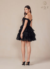 N R877 - Short Off the Shoulder Sequin Lace Embellished A-Line Homecoming Dress with Sheer Sides & Boned Bodice HOMECOMING Nox   