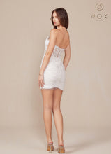 N R878W - Short Strapless Sequin Lace Embellished Fitted Homecoming Dress with Sheer Boned Straight Bodice HOMECOMING Nox   