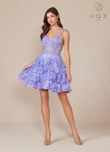 N R880 - Sequin Lace Embellished A-Line Homecoming Dress with Sheer Boned Bodice & Layered Tiered Skirt HOMECOMING Nox   