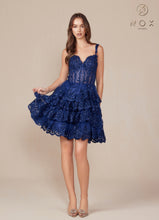 N R880 - Sequin Lace Embellished A-Line Homecoming Dress with Sheer Boned Bodice & Layered Tiered Skirt HOMECOMING Nox   