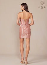 N T867 - Strapless Fitted Homecoming dress with Boned Corset Bodice Open Lace Up Back & Leg Slit Homecoming Diggz Formals   