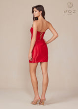 N T867 - Strapless Fitted Homecoming dress with Boned Corset Bodice Open Lace Up Back & Leg Slit Homecoming Diggz Formals   