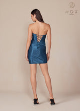 N T867 - Strapless Fitted Homecoming dress with Boned Corset Bodice Open Lace Up Back & Leg Slit Homecoming Diggz Formals   