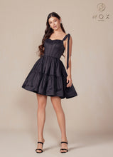 N T869 - Short A-Line Homecoming Dress with Boned Bodice Tying Spaghetti Straps Pockets & Open Lace Up Back HOMECOMING Nox   