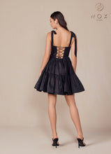 N T869 - Short A-Line Homecoming Dress with Boned Bodice Tying Spaghetti Straps Pockets & Open Lace Up Back HOMECOMING Nox   