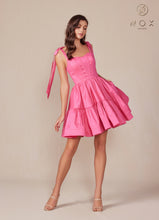 N T869 - Short A-Line Homecoming Dress with Boned Bodice Tying Spaghetti Straps Pockets & Open Lace Up Back HOMECOMING Nox   