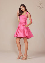 N T869 - Short A-Line Homecoming Dress with Boned Bodice Tying Spaghetti Straps Pockets & Open Lace Up Back HOMECOMING Nox   