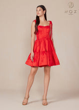 N T869 - Short A-Line Homecoming Dress with Boned Bodice Tying Spaghetti Straps Pockets & Open Lace Up Back HOMECOMING Nox   