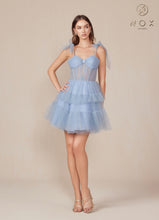 N Y858 - Short A-Line Homecoming Dress with Sheer Boned Bodice & Layered Ruffle Skirt Homecoming Nox   