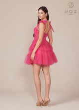 N Y858 - Short A-Line Homecoming Dress with Sheer Boned Bodice & Layered Ruffle Skirt Homecoming Nox   