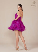 N Y859 - Short Strapless A-Line Homecoming Dress with Pleated Ruffles & Sheer Boned Bodice Homecoming Nox   