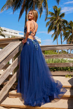 N G1649 - Layered Tulle A-Line Prom Gown with Sheer Sequin Appliqued Bodice Leg Slit & Open Detailed Back PROM GOWN Nox