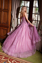 N G1371 - Strapless Shimmer Tulle A-Line Prom Gown with Sheer Beaded Lace Appliqued Bodice & Leg Slit PROM GOWN Nox