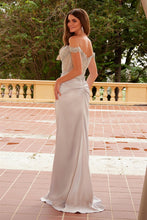 N F1572 - Off the Shoulder Stretch Satin Fit & Flare Prom Gown with Sheer Beaded Bodice & Leg Slit PROM GOWN Nox