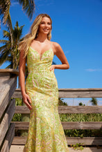 N Q1540 - Sequin Appliqued Fit & Flare Prom Gown with V-Neck Sheer Under Arms & V-Back PROM GOWN Nox