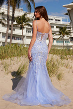 N Q1541 - Embroidered Sequin Mermaid Prom Gown with Sheer Boned Bodice & Open Lace Up Back PROM GOWN Nox