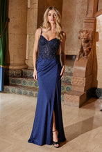 N H1667 - Shimmery Stretch Fit & Flare Prom Gown with Sheer Beaded Appliqued Bodice & Leg Slit PROM GOWN Nox