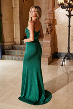 N H1667 - Shimmery Stretch Fit & Flare Prom Gown with Sheer Beaded Appliqued Bodice & Leg Slit PROM GOWN Nox