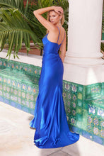 N T1507 - Stretch Satin Fit & Flare Prom Gown with Bead Embellished Bodice & Lace Up Back Prom Gown Nox
