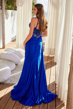 N E1711 - Satin Beaded Applique Fit & Flare Prom Gown with Sheer Boned Sweet Heart Bodice Leg Slit & Side Sash PROM GOWN Nox