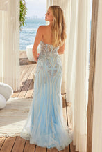 N A1713 - In-Line Beaded Fit & Flare Prom Gown with Sheer Cut Out Detailed Bodice PROM GOWN Nox