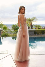 N C1843 - Layered Tulle A-Line Prom Gown with Sheer Sequin Embellished Bodice Leg Slit & Lace Up Back Prom Gown Nox