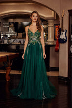 N G1795 - Layered Tulle A-Line Prom Gown with Sheer Bead Embroidered Bodice & Open Lace Up Back Prom Gown Nox 00 Emerald