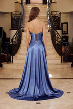 N K1735 - Strapless Satin A-Line Prom Gown with Boned Bodice Lace Up Back Prom Dress Nox