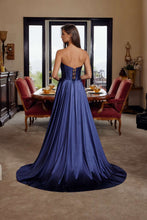 N K1735 - Strapless Satin A-Line Prom Gown with Boned Bodice Lace Up Back Prom Dress Nox